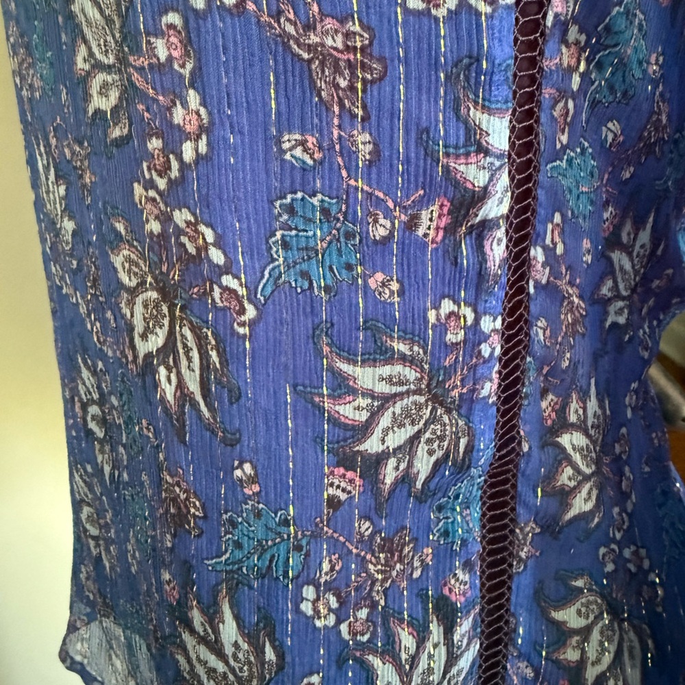 BA&SH BASH Silk Blouse Paisley Top Shirt Sheet Silk Metallic, Size 1, XS, S - Picture 7 of 10